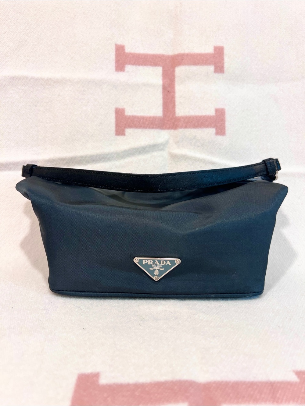 PRADA Sirio Navy Blue Nylon Mini hobo Bag with saffiano Leather accents! Offers